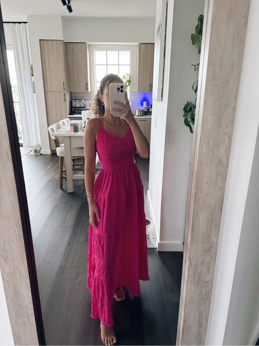 Shein Hot Pink Maxi Dress with Tie (Size XS)